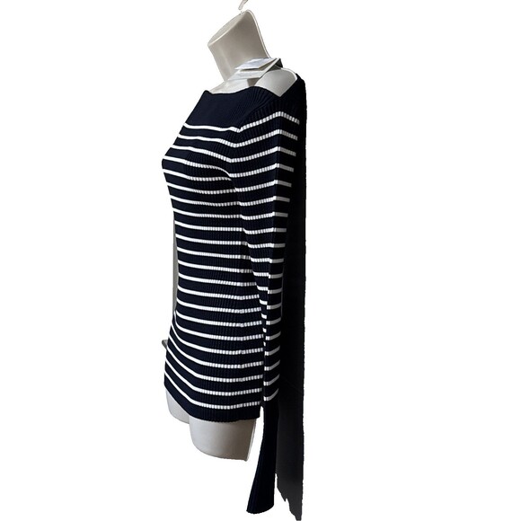 NWT A.L.C. Anya Size XL Ribbed Stripe Boat-Neck Sweater Blouse Top Blue White - Picture 11 of 12